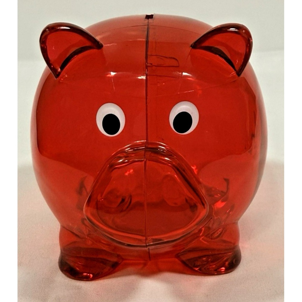 TCU Teachers Credit Union Piggy Bank Red Plastic Retired Nostalgia